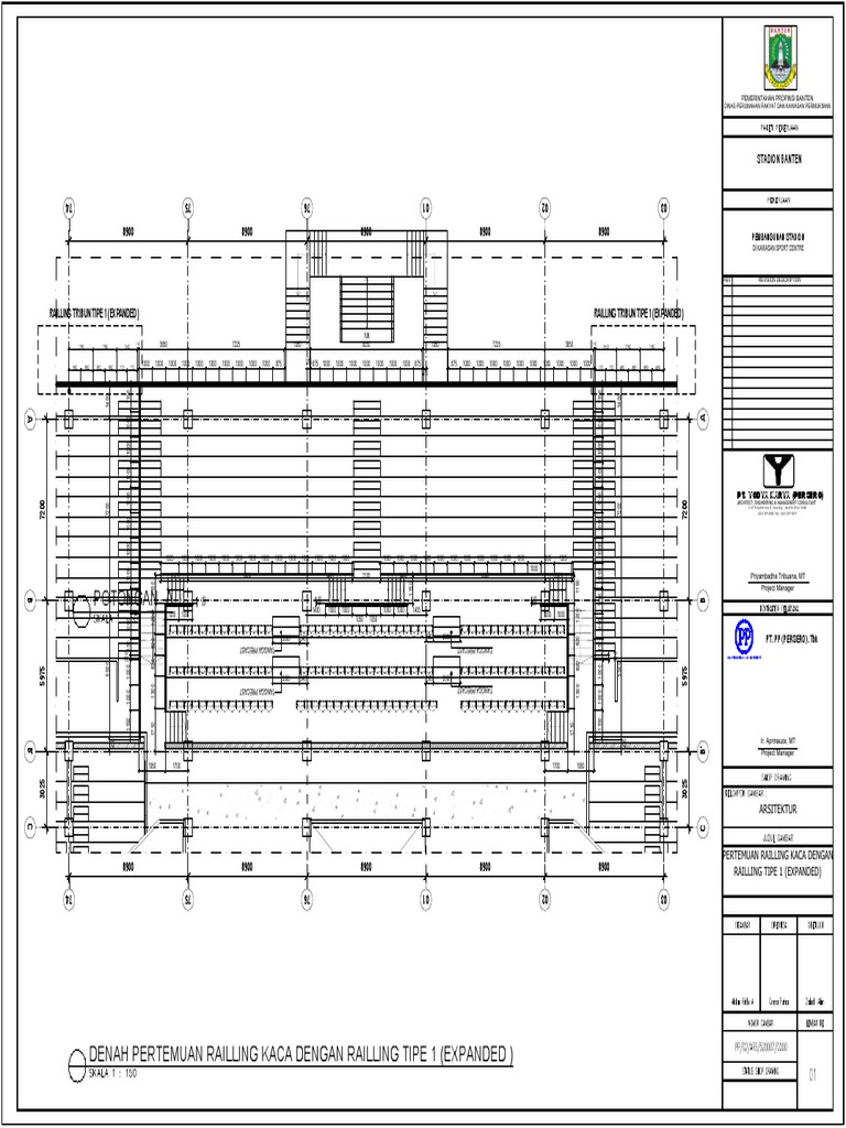 Denah Pertemuan Railling Kaca Dengan Railling Tipe 1 (Expanded) | PDF