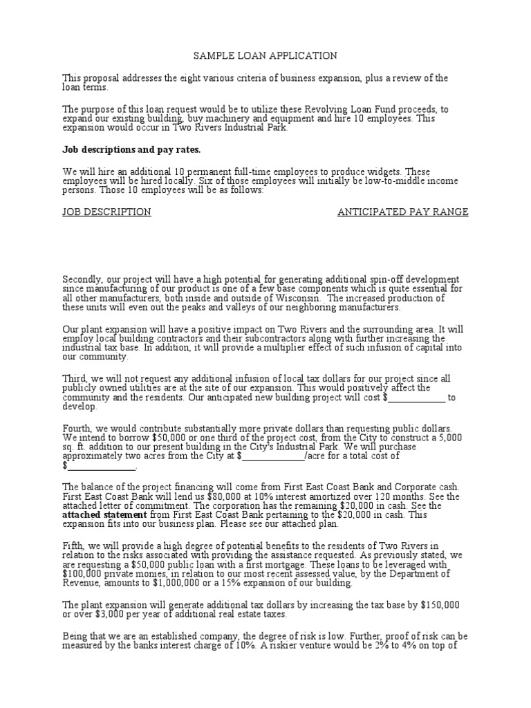 Loan Application Letter | PDF, image size:768x1024