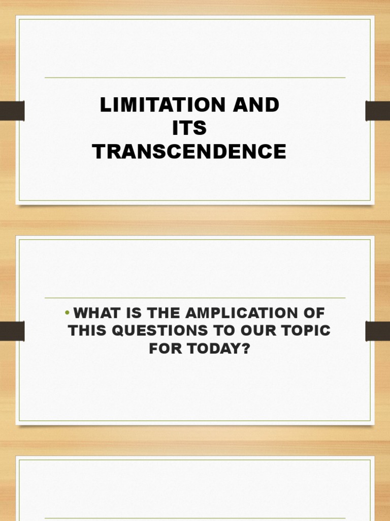 Evaluate Own Limitations Pdf Transcendence Philosophy Disability