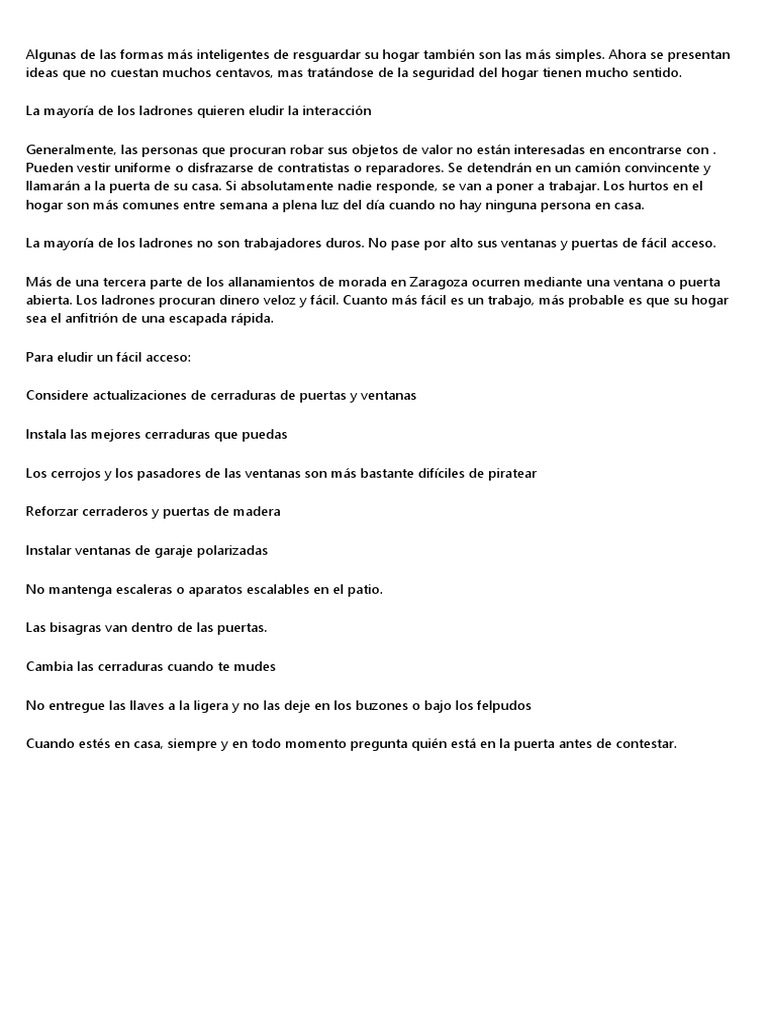 Consejos de Seguridad para el Hogar | PDF