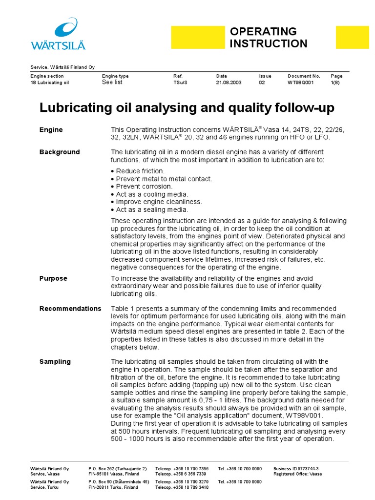 Lube Oil Analysis PDF Lubricant Motor Oil
