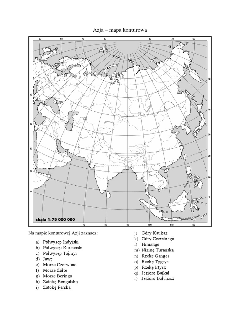 Mapa Konturowa Azji Klasa 8 Azja Mapa Konturowa | PDF