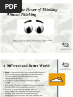 Blink the Power of Thinking Without Thinking