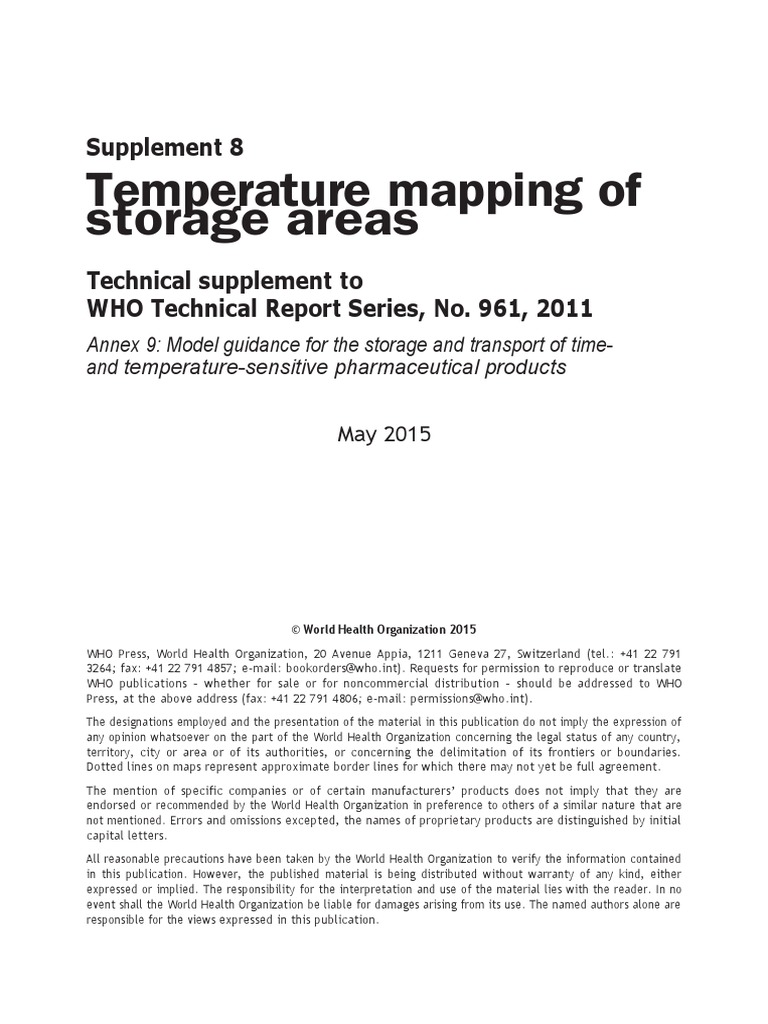 Supplement 8 Temperature Mapping of Storage Areas Who | PDF ...