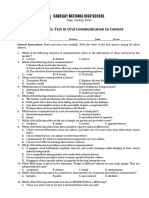 Diagnostic Test in Oral Communication in Context Short Bond PDF Free