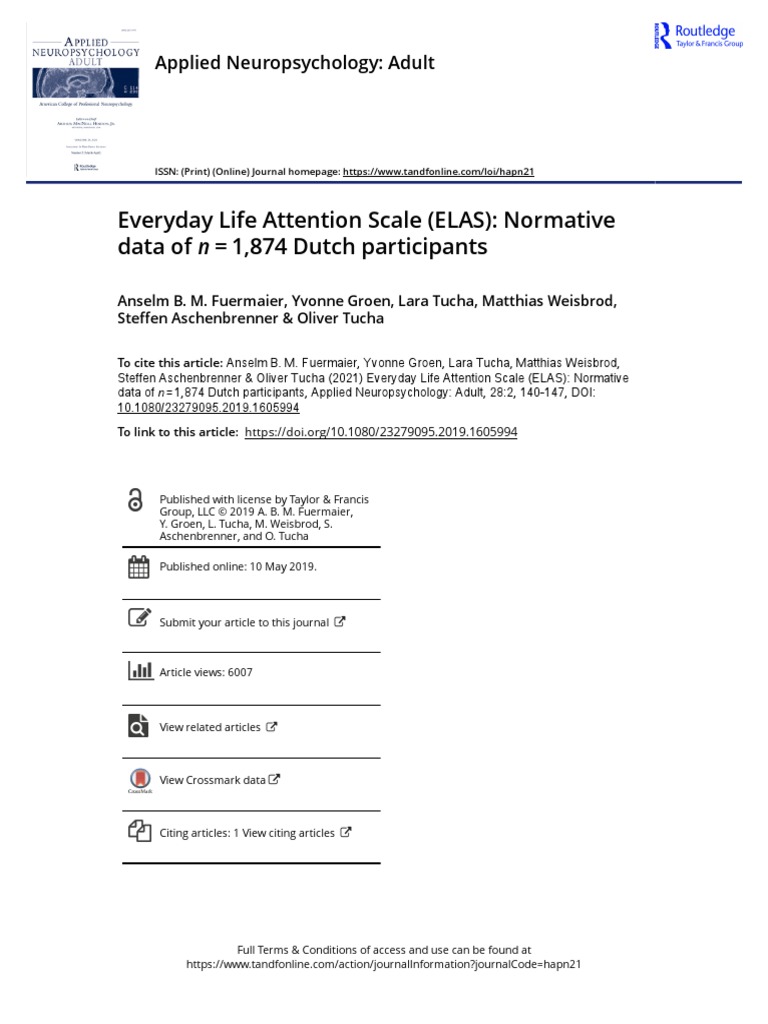 Fuermaier Et Al. - 2021 - Everyday Life Attention Scale (ELAS ...