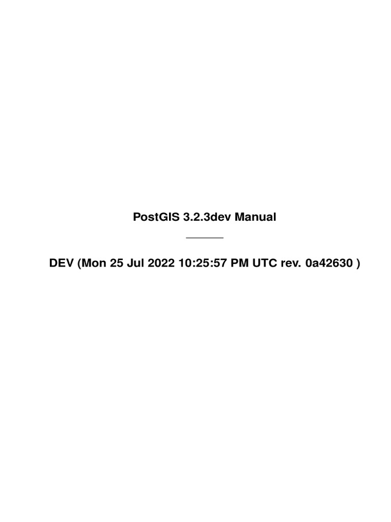 Postgis 3 2 3dev Manual Installation And Administration Guide Pdf