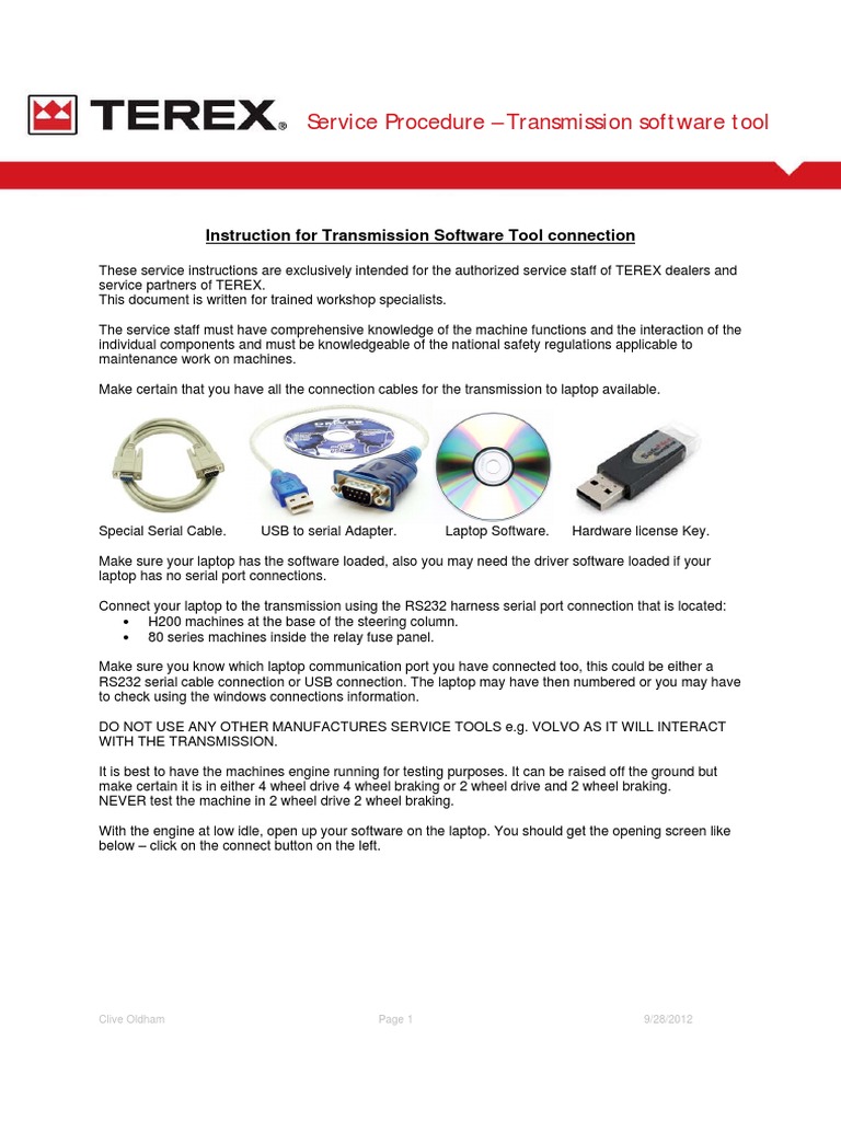 Transmission Software Service Tool Connection PDF Laptop Software