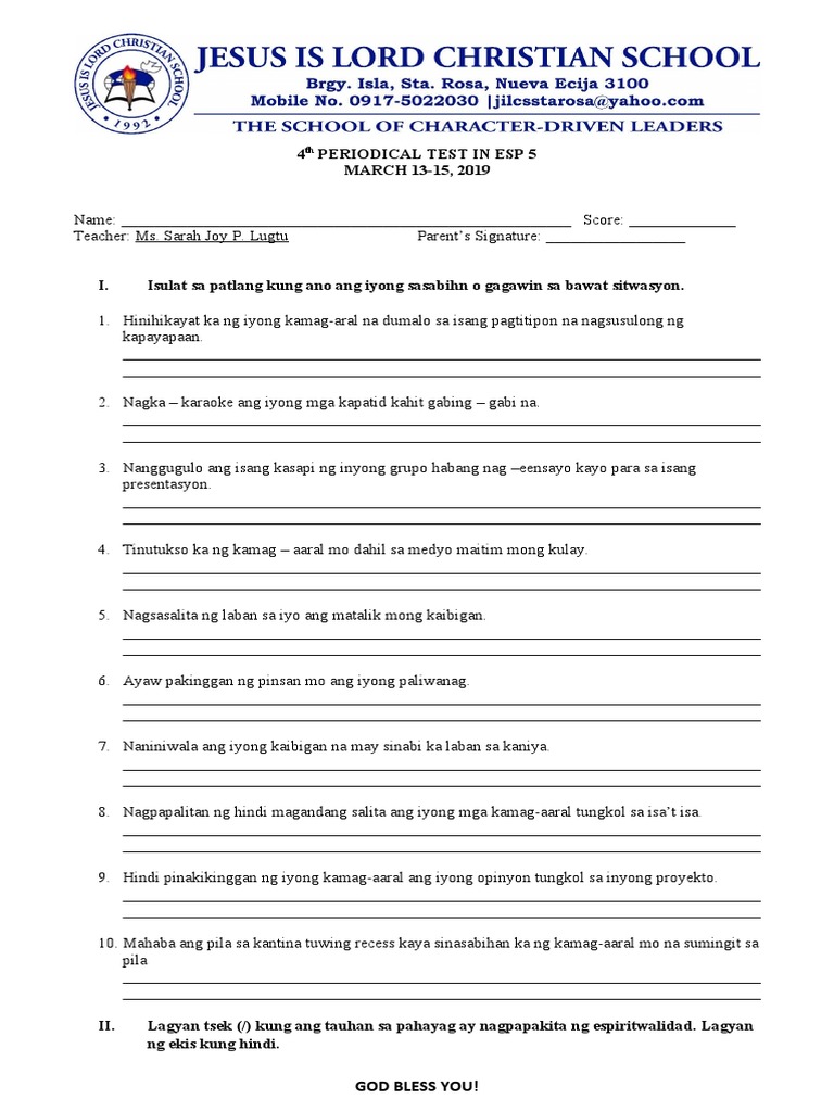 4th Periodical Esp Pdf