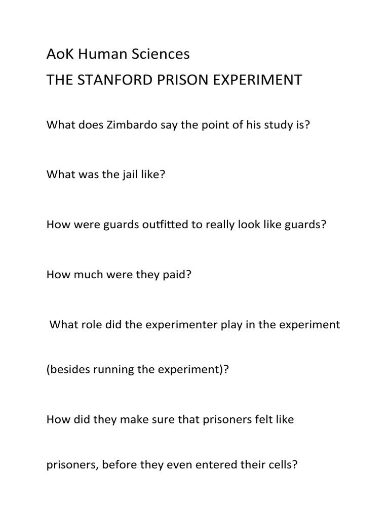 Worksheet Stanford Prison Experiment PDF