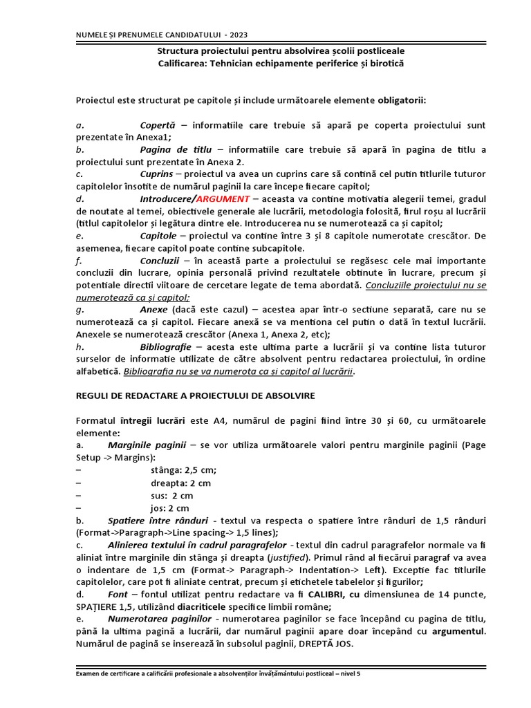 Ghid Elaborare Lucrare Finala 2023 | PDF