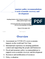 Fiscal and monetary policy recommendations to support socio-economic recovery