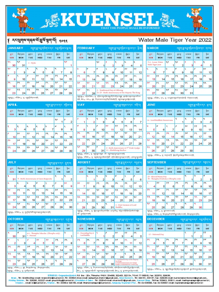 Kuensel Calender 2022 PDF