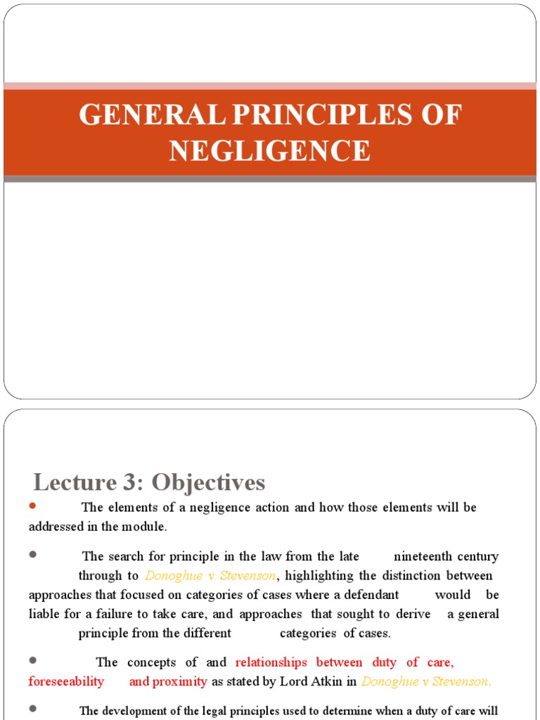 The Development of the Modern Law of Negligence From Donoghue v