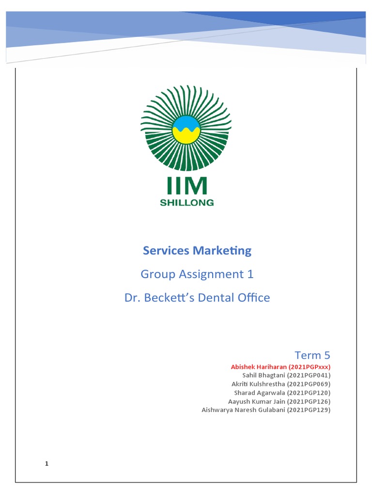 Group Assignment 1 PDF Patient Dentistry