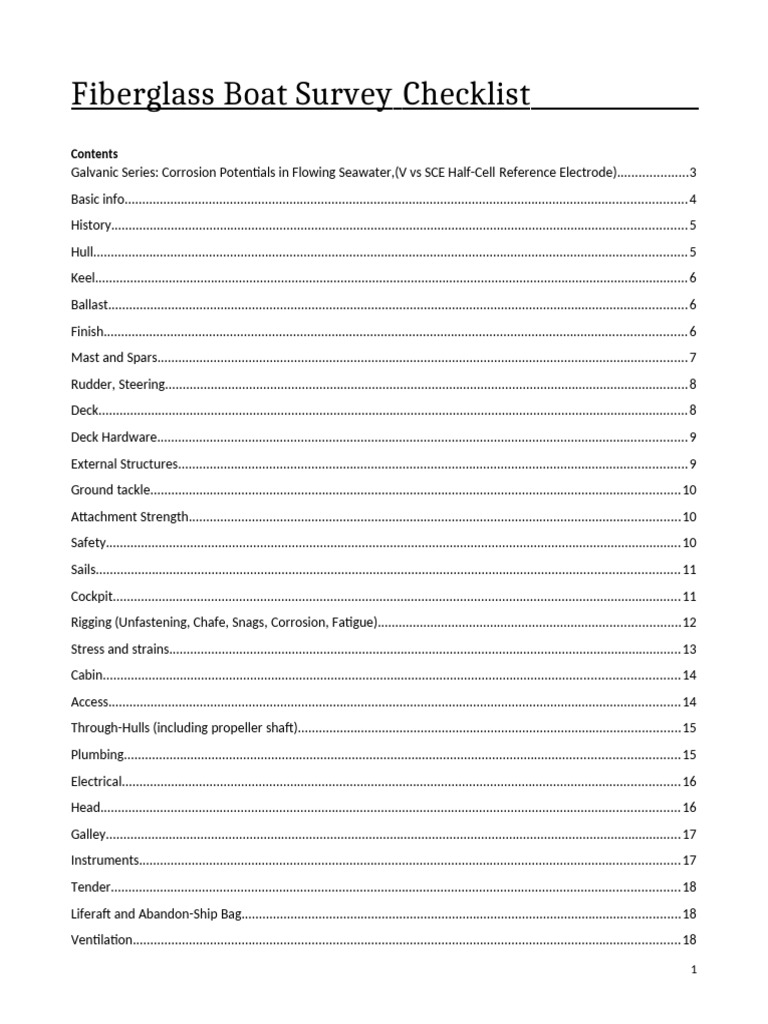 Comprehensive Checklist for Fiberglass Boat Survey PDF Alloy
