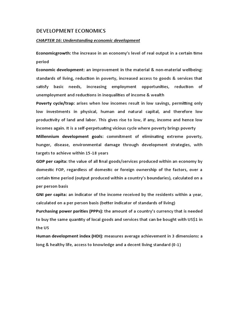 Key Concepts in Economic Development | PDF | Aids | Debt