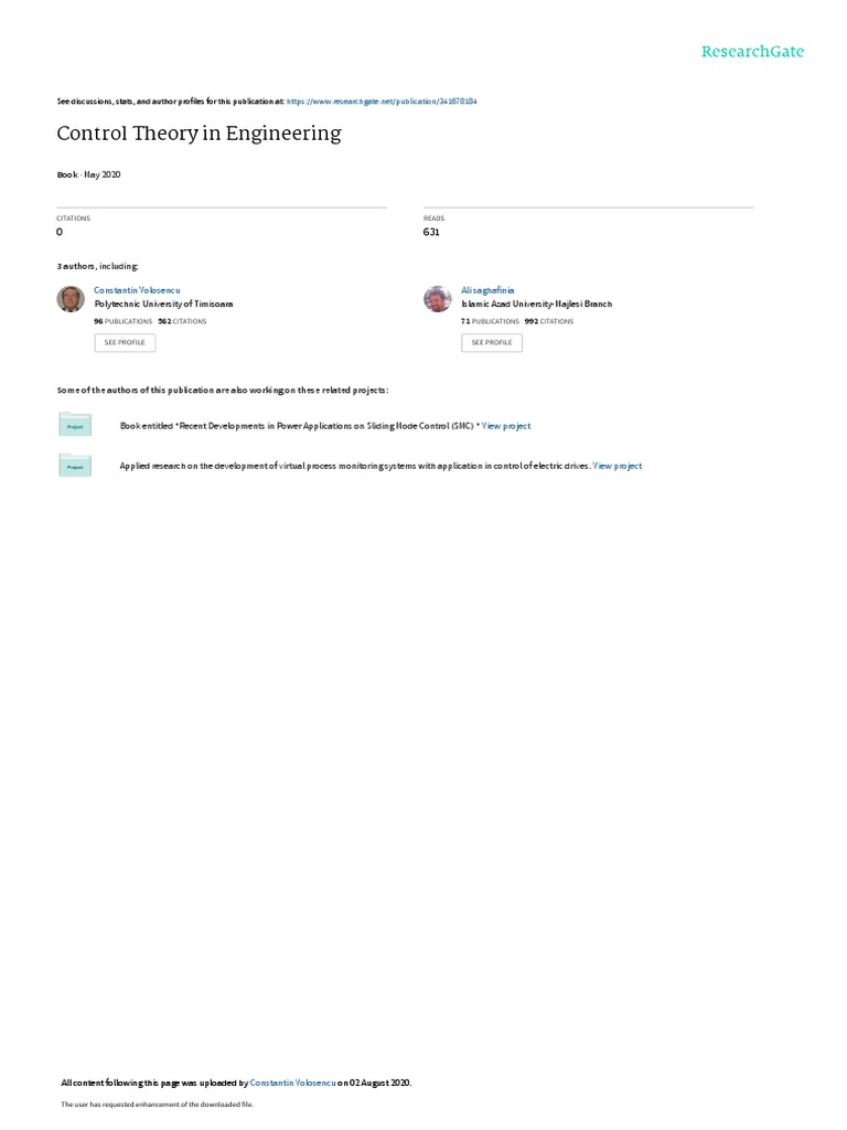 Control Theory in Engineering PDF Control Theory Mathematical