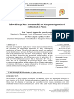 Inflow of Foreign Direct Investment (Fdi) and Management Approaches of Multinationals in Nigeria