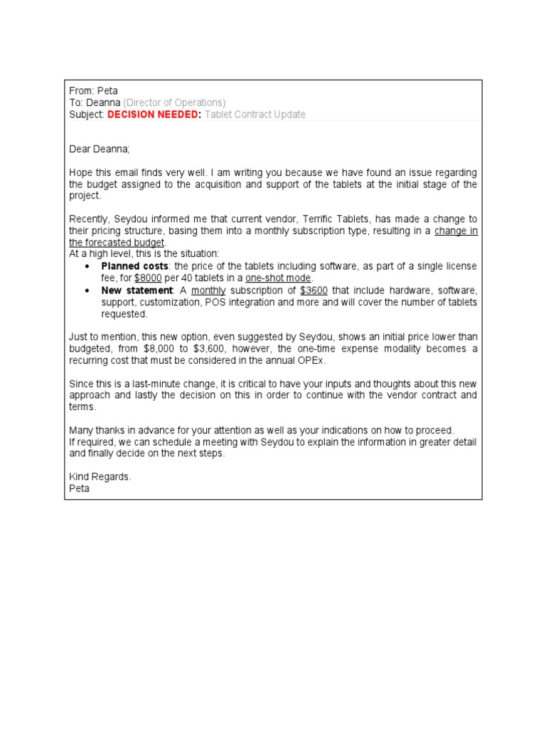 Sauce and Spoon Senior Stakeholder Email PDF