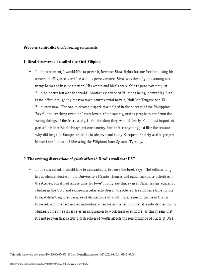 Rizal's Impact on Filipino Identity | PDF | Social Science