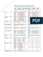 Generic Time Table Semester 1