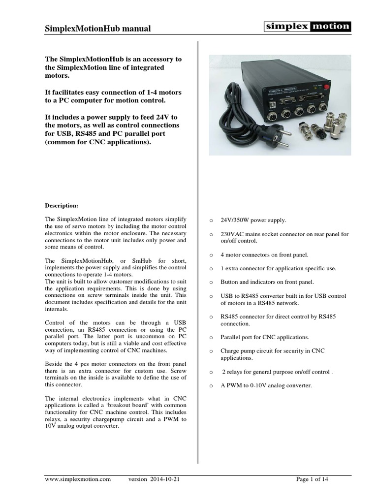 SimplexMotionHubManual 02b | Download Free PDF | Personal Computers | Usb