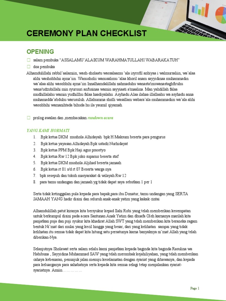 Checklist Rencana Acara Santunan Yatim | PDF | Agama & Spiritualitas
