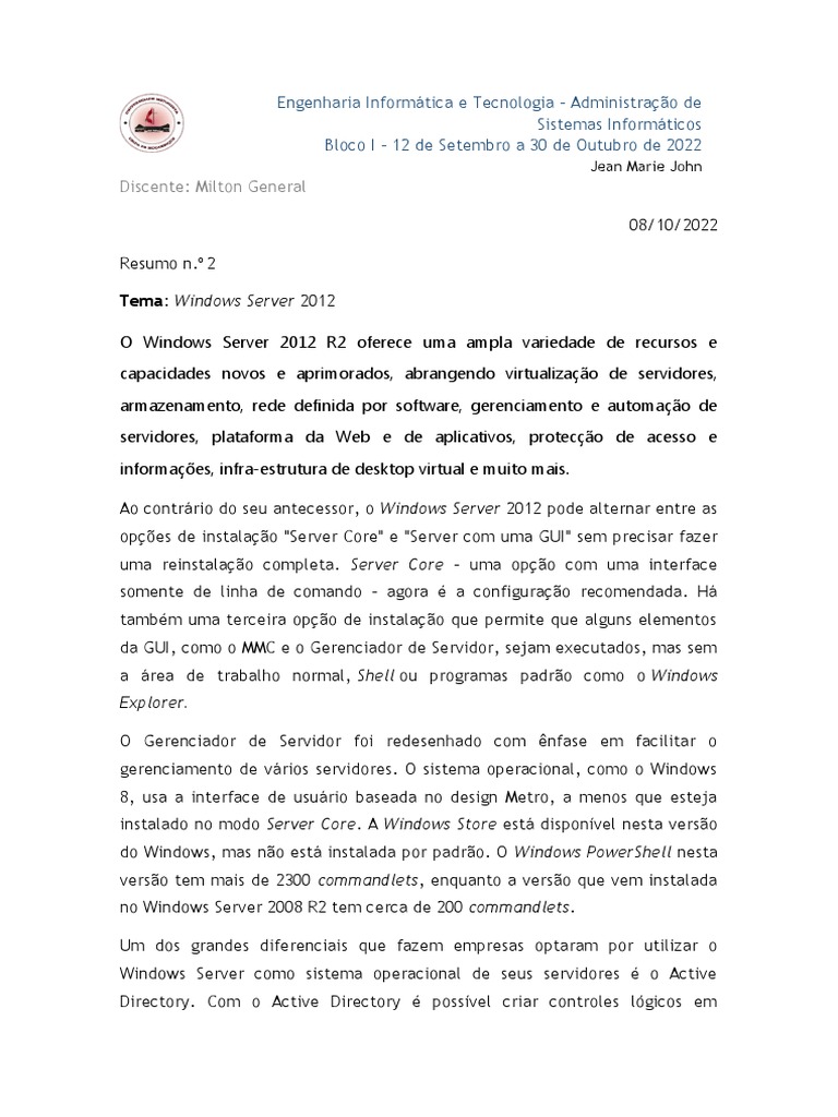 Novidades do Windows Server 2012 | PDF | Computadores