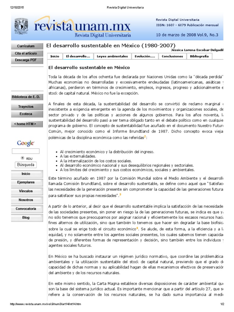 Desarrollo Sustentable en Mexico | PDF | Desarrollo sostenible ...