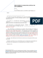 Formato Carta de Despido Trabajadora Causales de Articulo 160 Del Codigo Del Trabajo