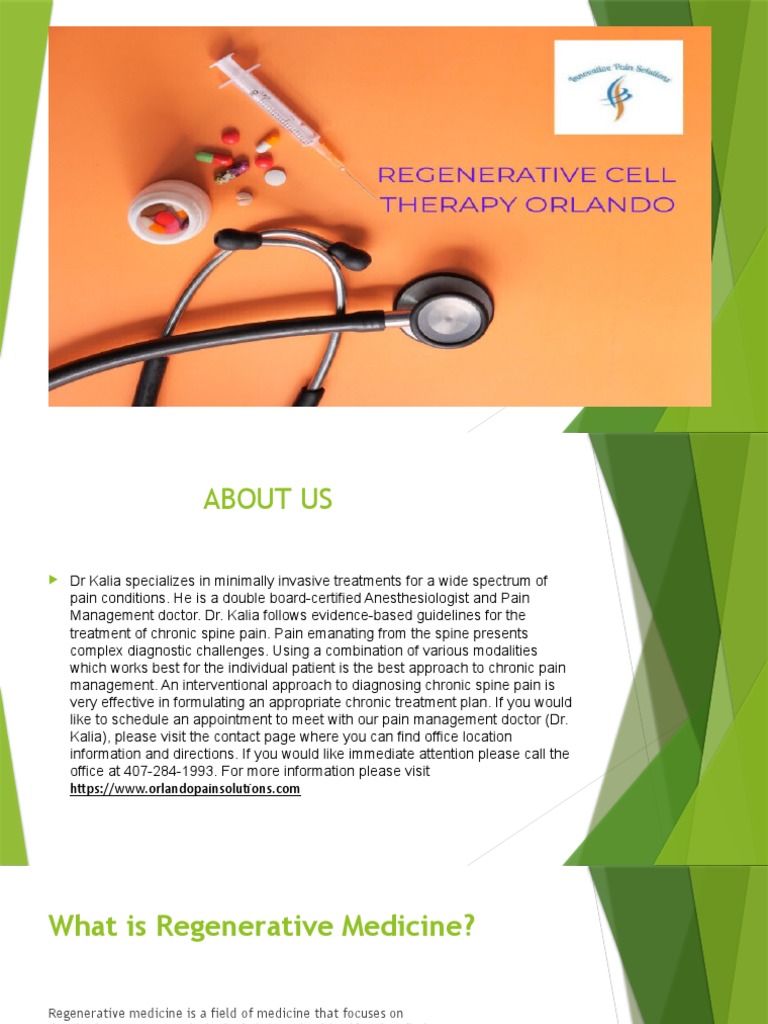 Regenerative Cell Therapy Orlando PDF Regenerative Medicine Pain