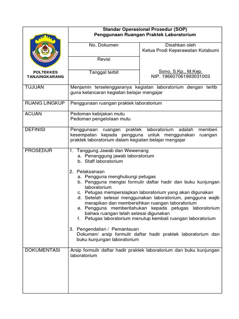 SOP Penggunaan Lab | PDF