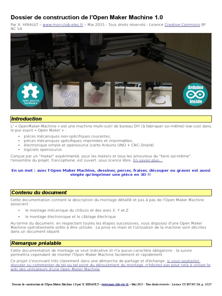 Dossier de l'Open Maker Machine 1.0 | PDF | Vis de fixation | Écrou
