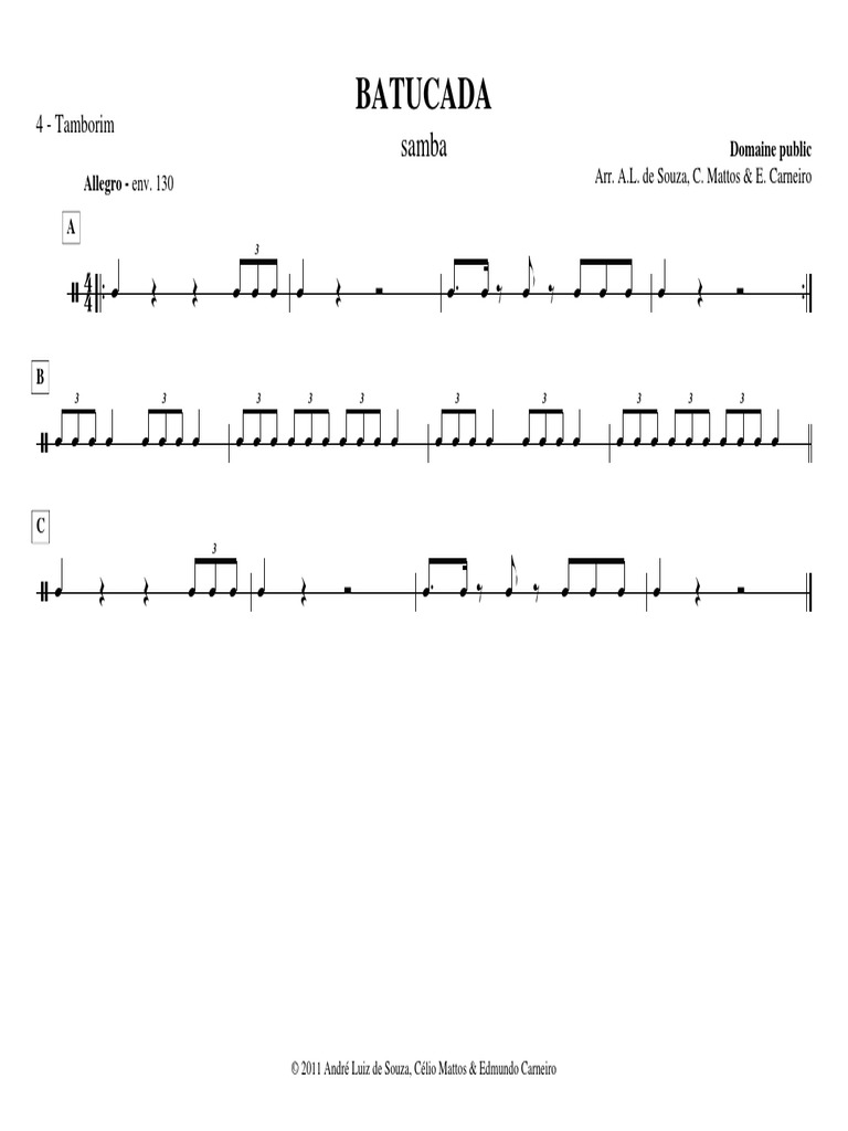 06 Batucada Samba 4 Tamborim Pdf