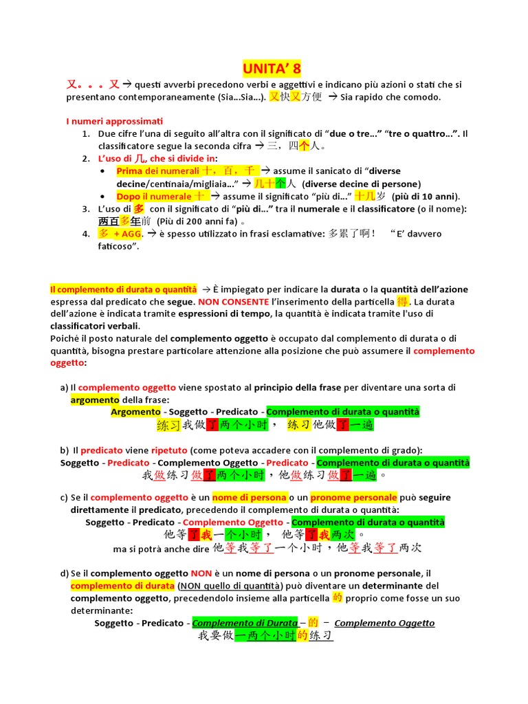 Il Cinese Per Gli Italiani II Unità 8 PDF