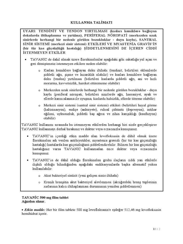 Tavanic 500 MG Film Tablet KT | PDF