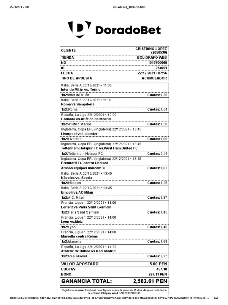 Doradobet Suerte | PDF | C\u00f3digos de f\u00fatbol | Deportes atl\u00e9ticos