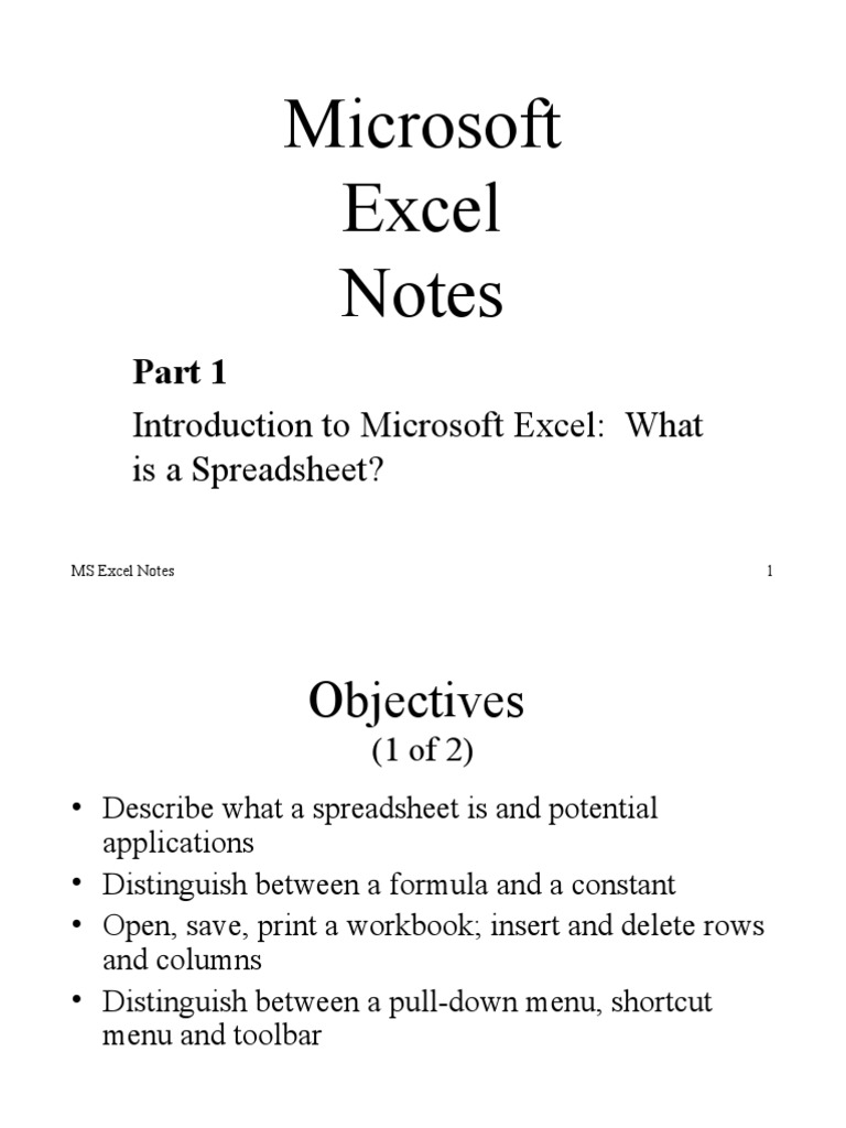 Excel notes pdf microsoft excel spreadsheet