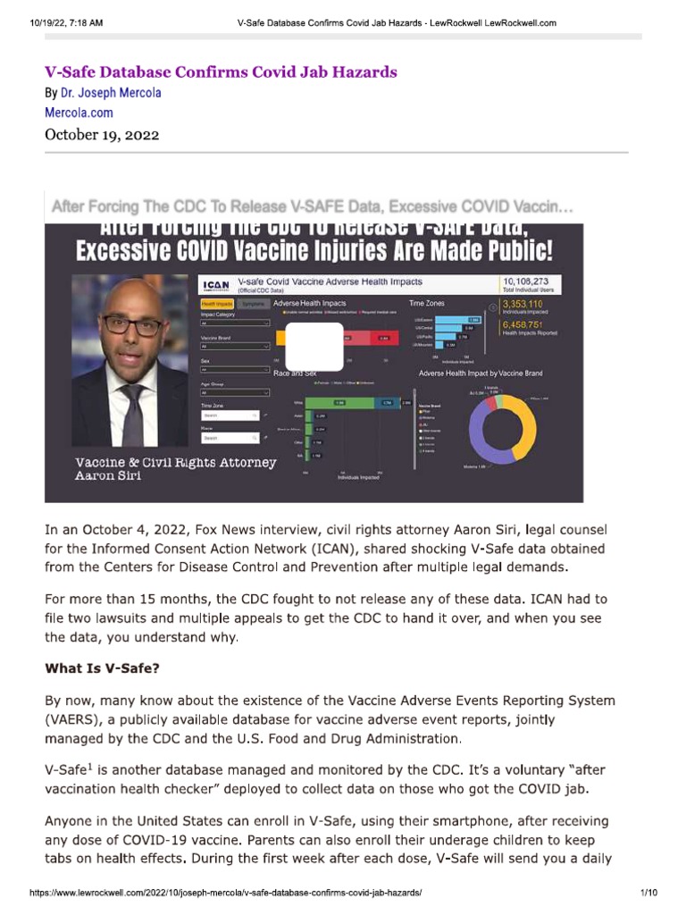 VSafe Database Confirms Covid Jab Hazards PDF