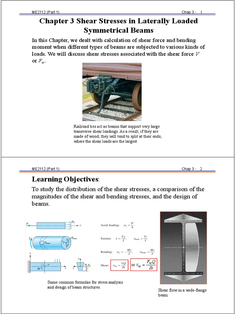 ME2112 - (Part 1) - Shear Stress in Beams | PDF | Bending | Beam ...