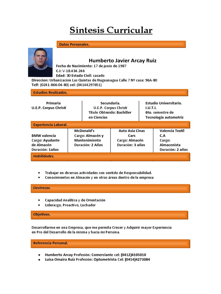 Sintesis Curricular Humberto | PDF