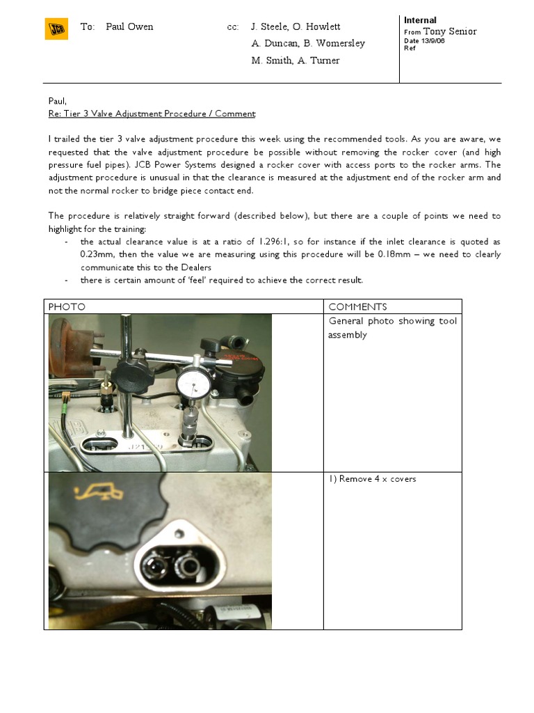 Valve Adjustment Procedure Tier 3 PDF Valve Screw