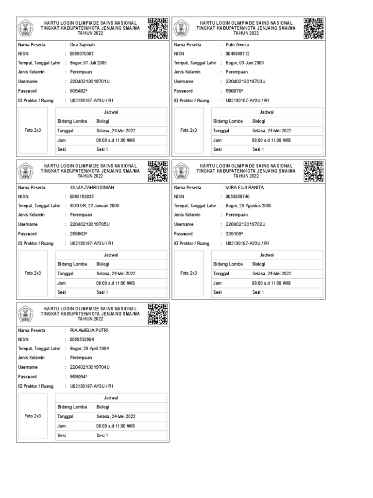 Kartu Olimpiade Sains Nasional | PDF