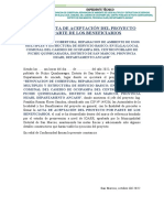 ACTA DE ACEPTACIÓN DEL PROYECTO POR PARTE DE LOS BENEFICIARIOS