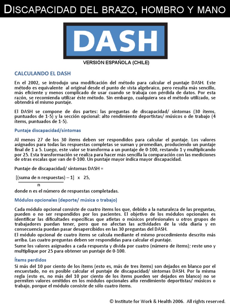 Scoring DASH Spanish Chile PDF