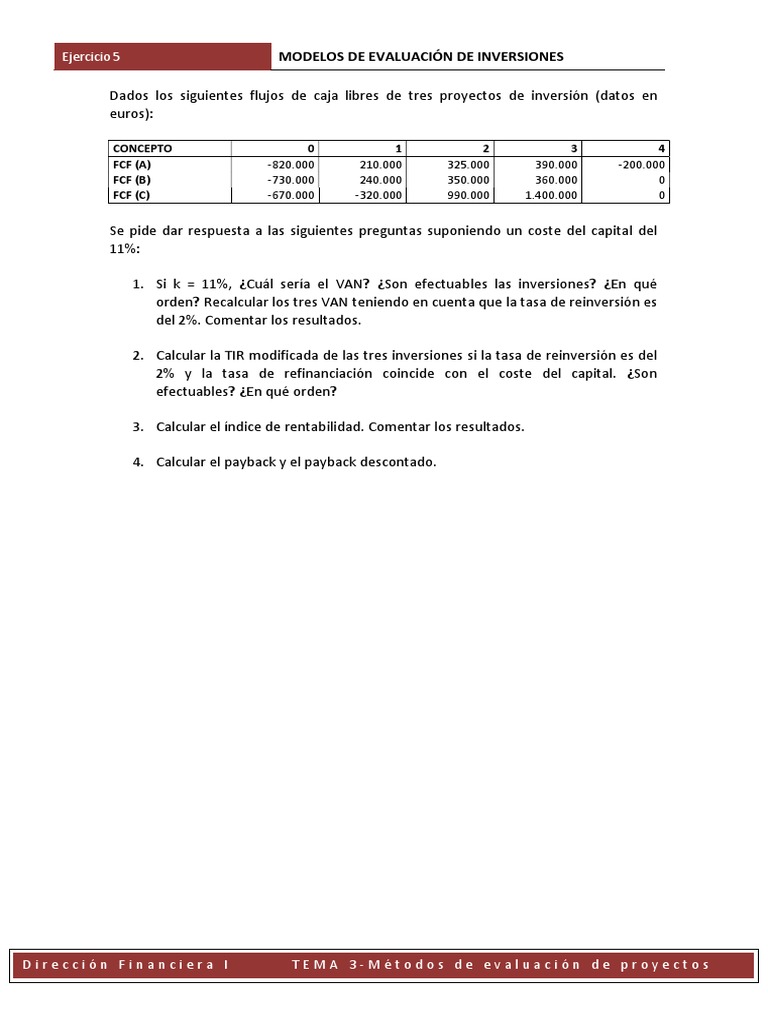 Ejercicio 5 Tema 3 | PDF | Negocios | Finanzas y dinero