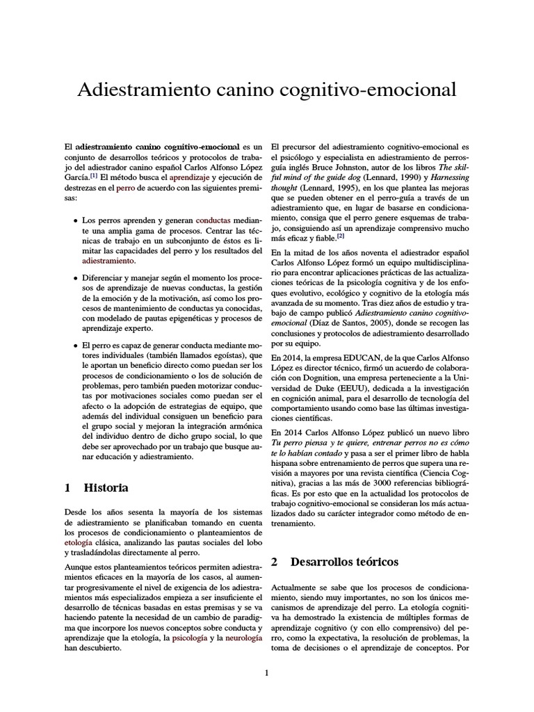 Adiestramiento Canino CognitivoEmocional PDF Aprendizaje Las emociones