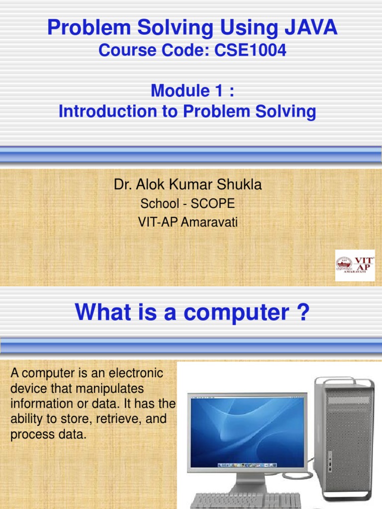 Modules-1 Problem Solving Using Java (CSE 1004) | PDF | Programming ...