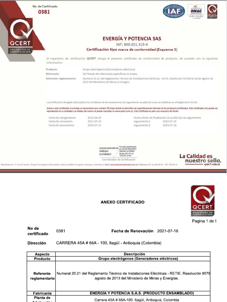 Cert 0381 V2 Hasta 16-Jul-2022 Opt-Comprimido | PDF
